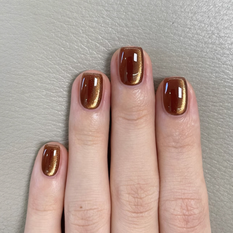 Glossy Finish Cat Eye Artificial Nails Short Square Cat Eye Press On Nails