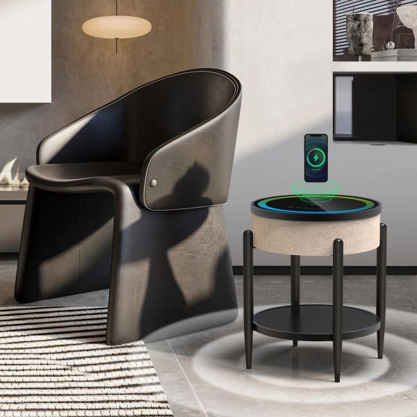 42cm OEM RGB Light Wireless Phone Charging Side Coffee Table Speakers With Bluetooth Touching Screen