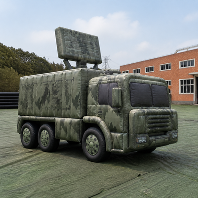 Custom Inflatable Mobile Radar Command Vehicle Decoy with Camouflage Printing Multi Axle Body and Raised Array