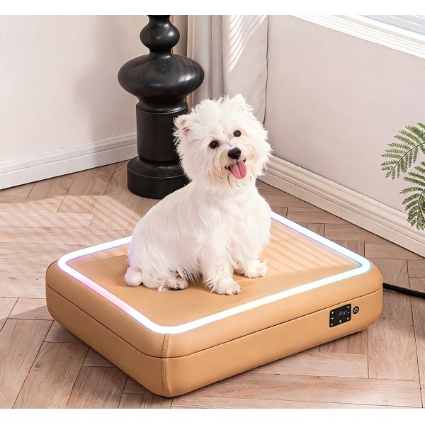 Temperature Control Wool Pet Mat Smart Heating Massage LED Lights Soft Cushion Non Slip Removable Washable