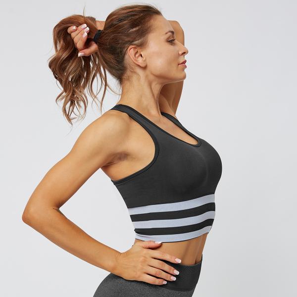 Sexy stripes seamless knitting sports bra women gather running stereotyped yoga vests fitness bra women
