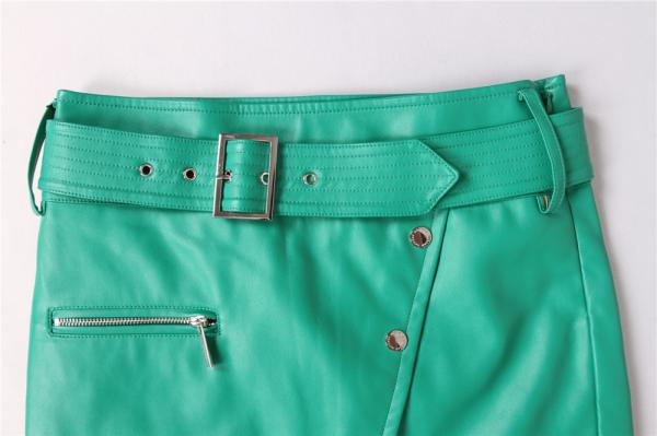 Fashion Stockpapa Women'S Skirts Clothing Green PU Mini Skirts In Stock