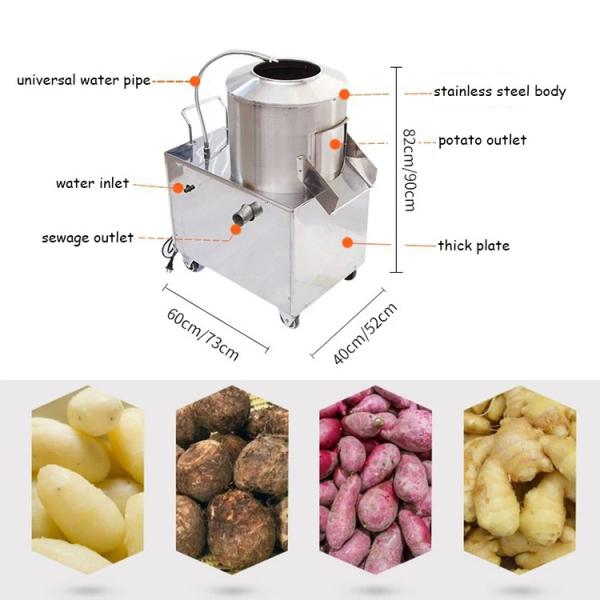 Máquina de descascar e limpar batatas