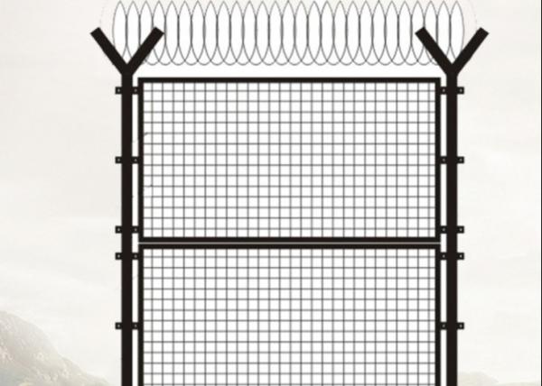 Y Square Post Galvanized Wire Mesh Fence with Razor Wire 4.0mm 4.5mm