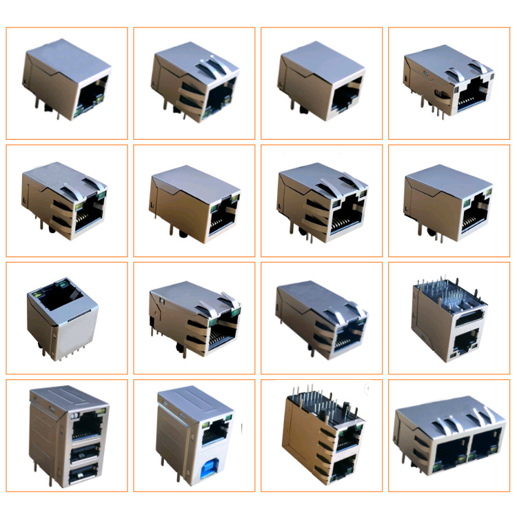 До соединитель RMS-001L-08A0-GY PCB отверстия 10BASE 100BASE RJ45