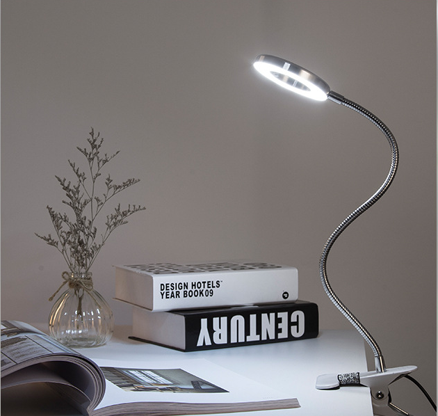 0.4kg Flexible Arm Clamp Desk Bedside Lamp Clip On LED Dimmable Reading Vanity Lamp