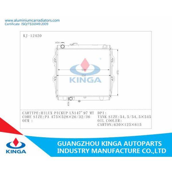 Toyota Hilux Pickup LN147'97 MT Water Heating Automobile Radiators PA26/32/36