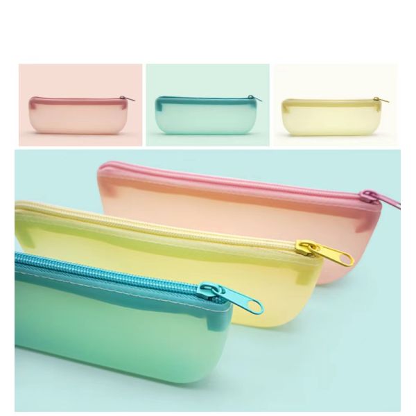 19*7*2.8cm Student Pen Tools Silicone Storage Bag in Colorful Design with Custom Logo