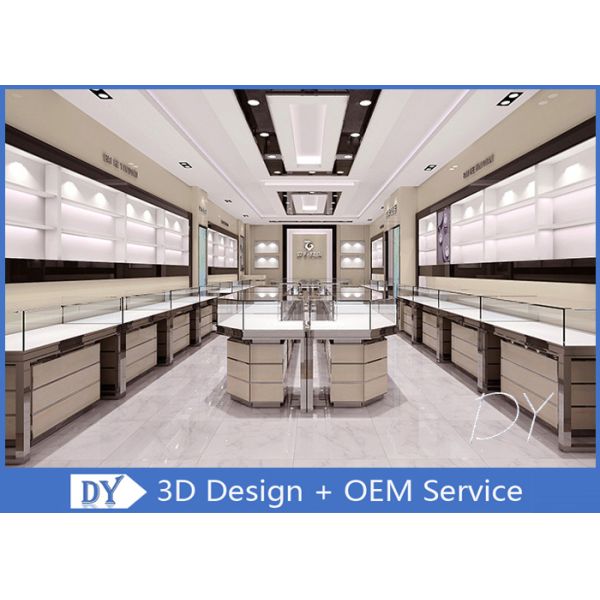 OEM 1200MM Деревянный белый одноуровневый стеклянный ювелирный стеклянный счетчик