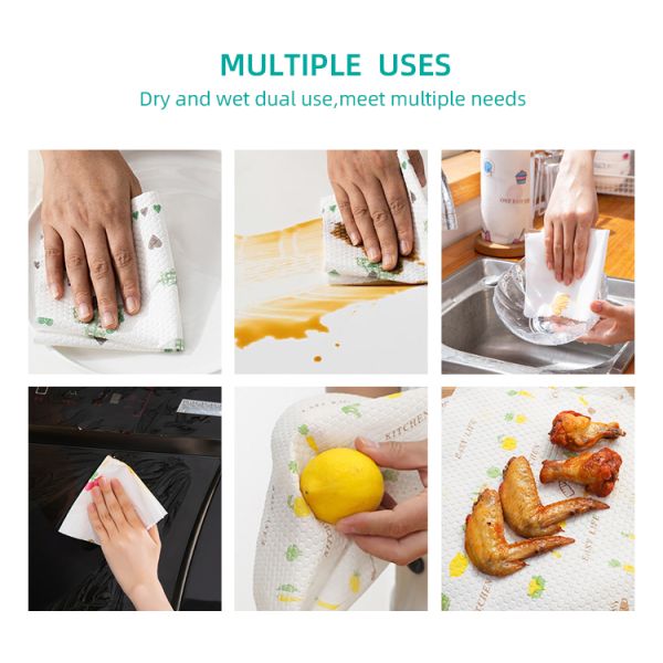 Biodegradable 20% Pp 80% Wood Pulp 60gsm Disposable Rags Cloth 15x23cm