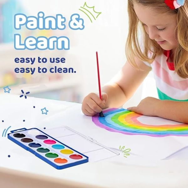 12 Kit de pintura acrílica lavable con pincel para niños y adultos