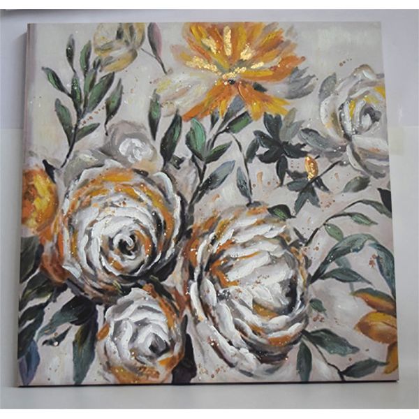 Pintura a mano de lienzo al óleo para decoración de paisajes sin marco con una gran flor moderna