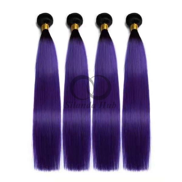 #T1B/Purple Straight Remy Human Hair Bundles Sew In Weave Bundles Brazilian Bundle Deals