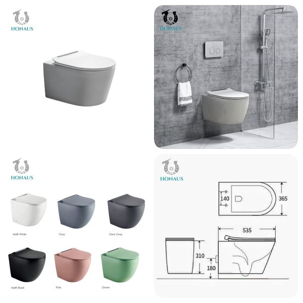 P Trap 180mm Compact Wall Hung Toilet Bowl Square Floating Toilet Bowl