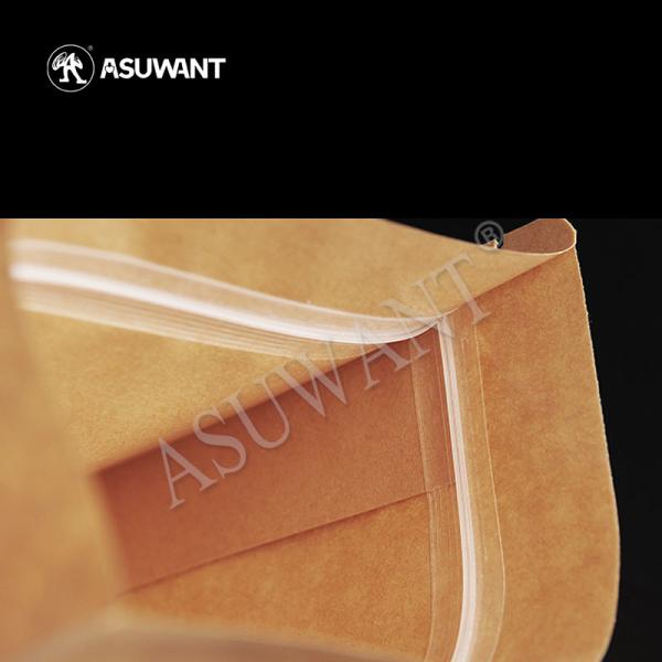 Durable Kraft Paper Stand Up Zipper Bag Gravure Printing With See Through Window