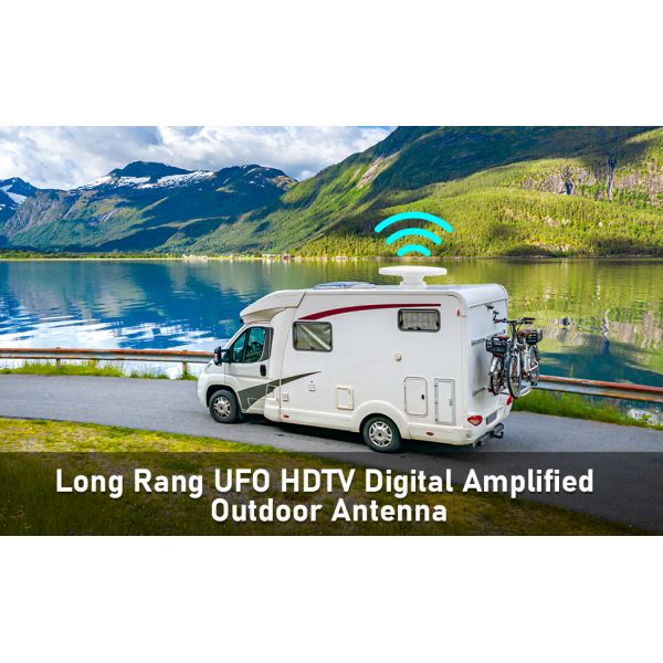 Caravanes Voiture de tourisme Voiture de loisirs Télévision numérique RV Antenne de style OVNI Moteur extérieur Maison extérieure UHF 470-860MHZ 2.0