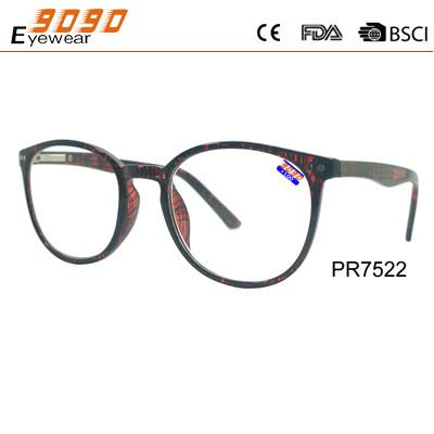 Fashionable half frame Reading glasses, made of plastic , suitable for men and women