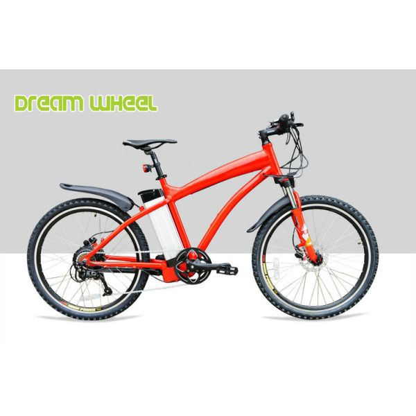 Red 38km/h Electric Pedal Assist Mountain Bike 48V 500W Gear Motor