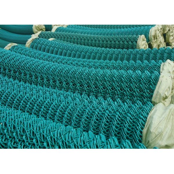 Dark Green Farm Chain Wire Fencing / Woven Diamond Mesh Fencing Roll
