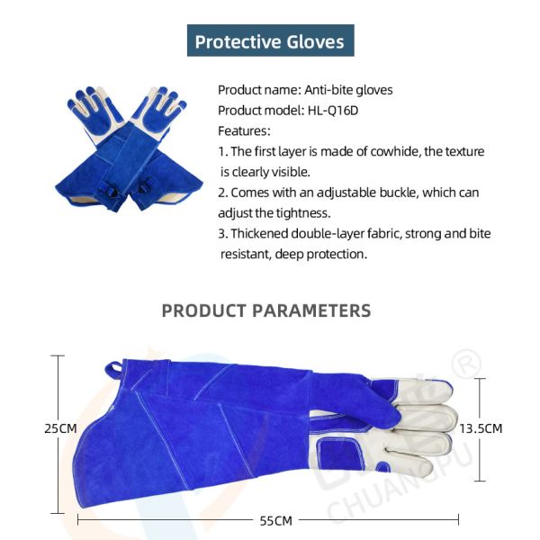 Animal Anti Bite Protective Gloves Length 55CM Extra Long Design