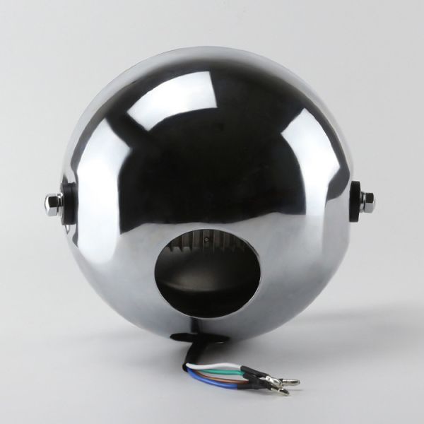 Black/chrome 75W 6 inch Aluminum PC Motorcycle Headlight with Custom Angel Eye Circle