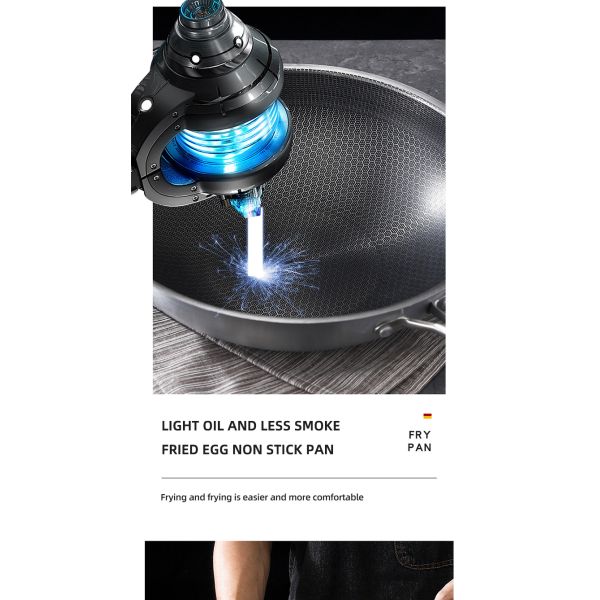Direct Selling Kitchen 32cm 34cm Stainless Steel Honeycomb Fry Pan Non-stick Frying Pan