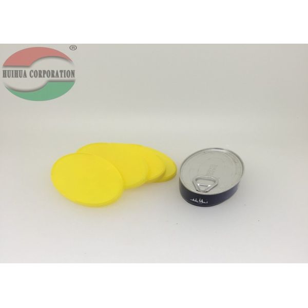 Non Spill Yellow Oval PP Plastic Lid For Easy Open End Fruit Can