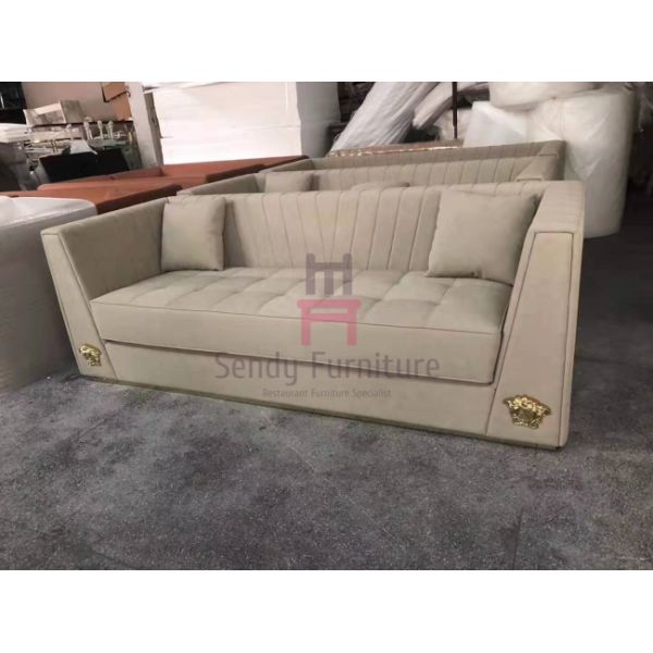 Стул софы ресторана 3 Сеатер обил руку ткани/кожи с оборудованием ЛОГОТИПА