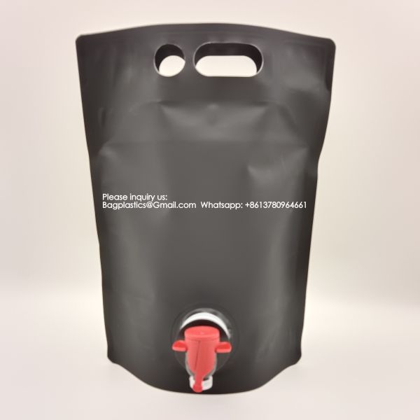 Spout Pouches Matte Black Aluminum Foil 2lier 4Liter Coffee Milk Oil Fruit Juice Wine Stand Up Drink Pouch With Tap