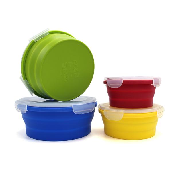 BPA Free Silicone Foldable Lunch Box 4Pcs For Camping