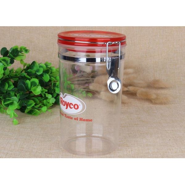 FDA Food Safety Transparent PS Spice Sealed Jars Stainless Steel Clip
