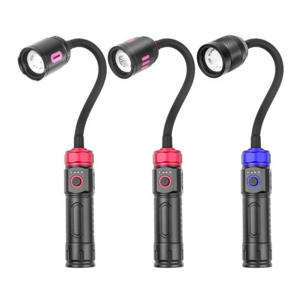 Cross-border Magnetic Working Lamp, Multi-angle Bend, Car Inspection Lamp, USB Charging, White Laser Zoom Flashlight
