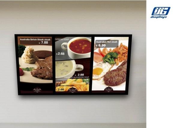 Wall Mounted Digital Advertising Display Screens High Resolution Menu Board
