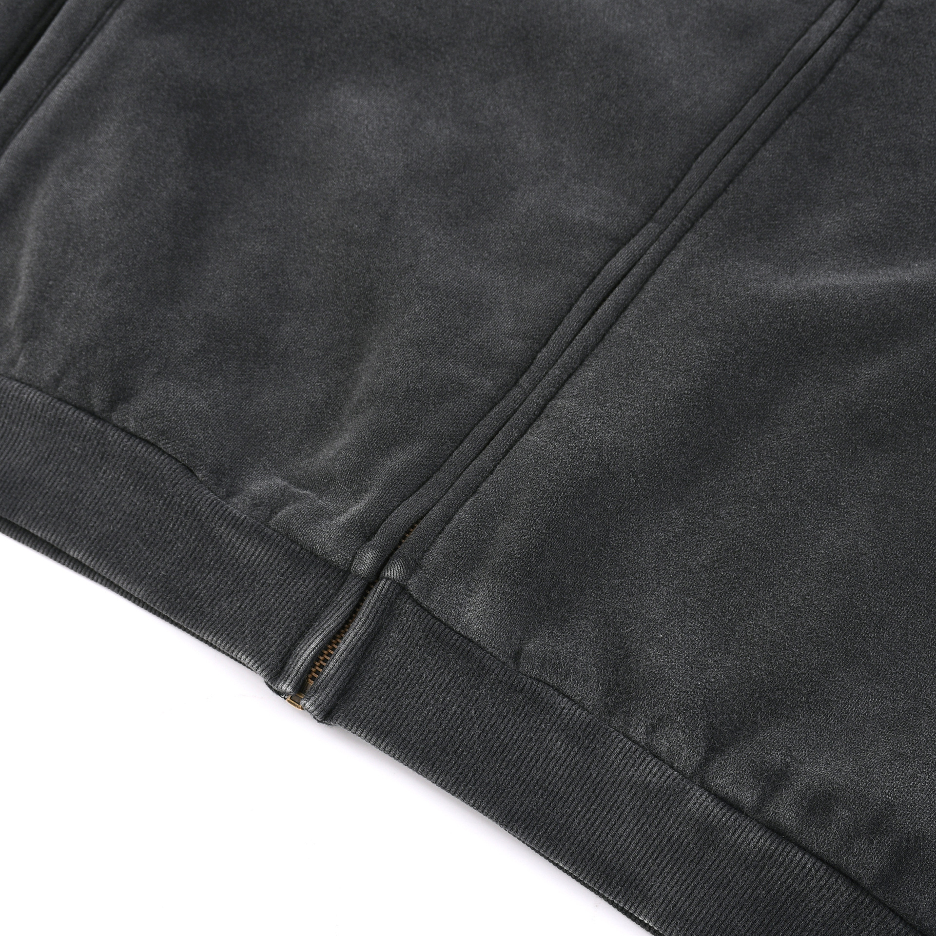 Men’s Vintage Washed Cotton Zip-Up Jacket 355G Casual Streetwear Fleece Lined Bomber
