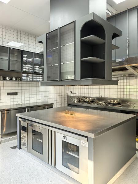 Fadior Full Stainless Steel Kitchen Cabinet - Commercial-Grade, Dark Gray & Stainless Steel Finish, Professional Layout