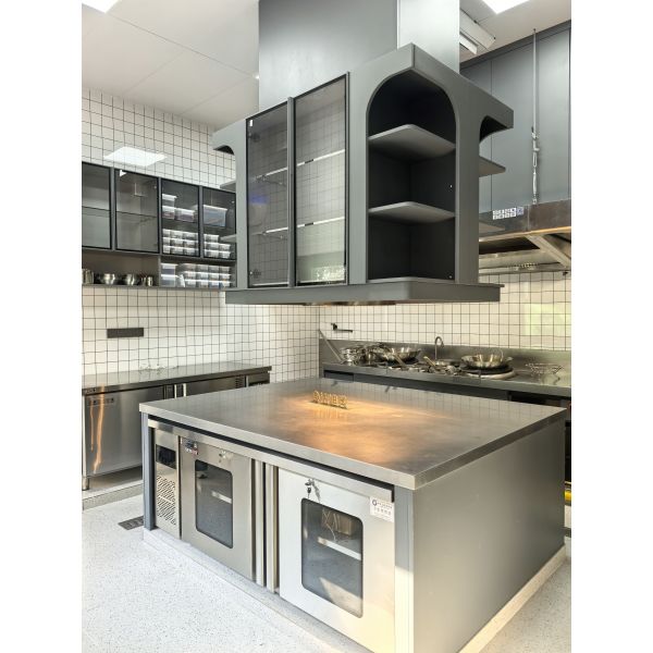 Commercial Dark Gray Stainless Steel Kitchen Cabinet with Island