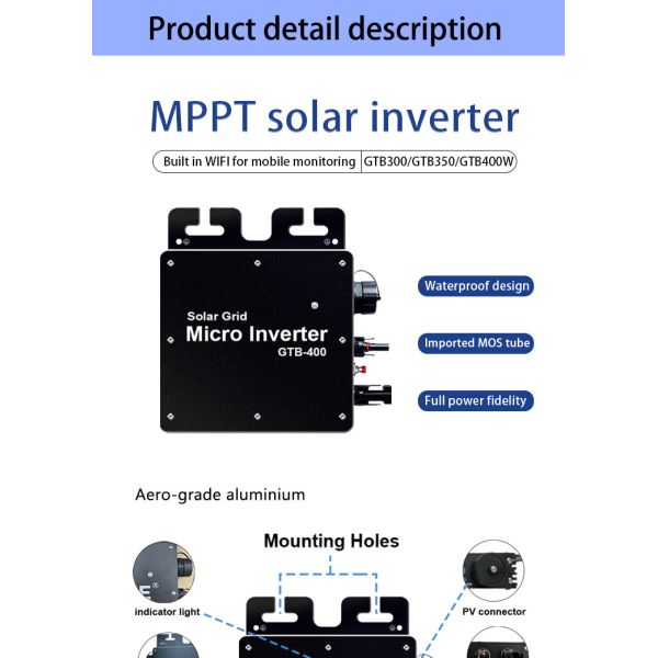 300W 400W Solar Panel Micro Inverter Micro Inverter Without Utility Grid Solar Energy System Micro Inverter