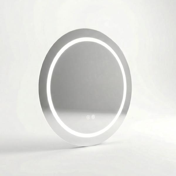 Kingstin Custom Frameless LED Smart Bathroom Mirror Round Lighted Vanity Makeup Mirror with Backlight Anti-Fog Dimmable