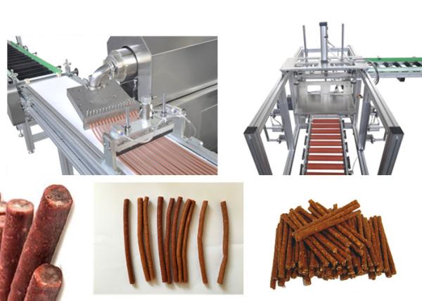 L'animal familier de chien mâche les bandes automatiques de viande que le chien traite la ligne de production alimentaire d'animal familier/l'extrudeuse mastications d'animal familier