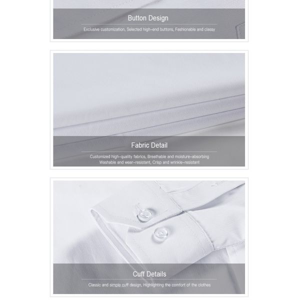 Logo brodé chemise non repassante Tissu durable pour les hommes et les femmes