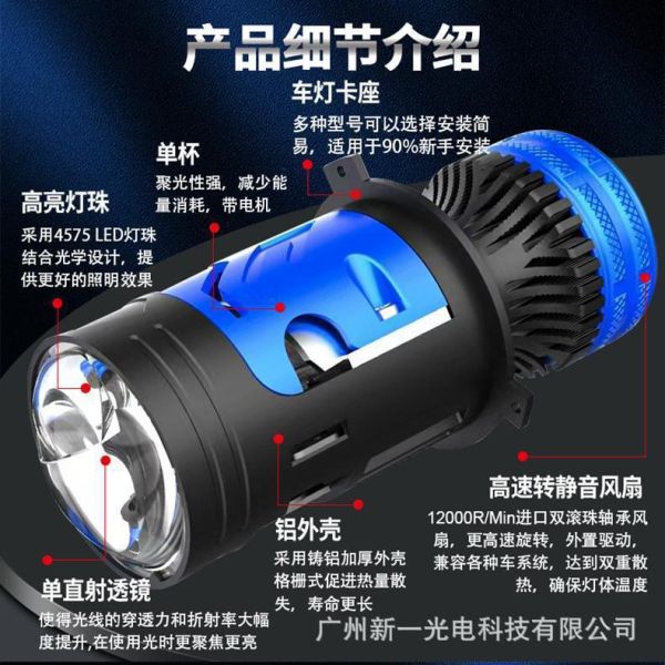 Dual LED EYE Lens Motorcycle Headlights H4 6000LM Waterproof High Low Beam