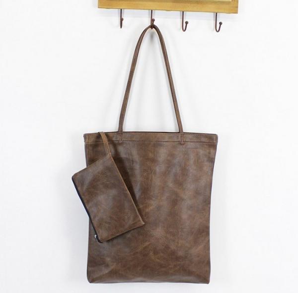 Korea retro minimalist literary fresh wild solid color PU shoulder bag shopping bag bag casual female picture