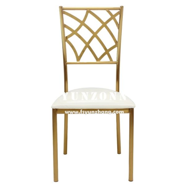 Modern Dining Furniture Stackable Wedding Chiavari Chair Gold Stainless Steel Banquet Chair