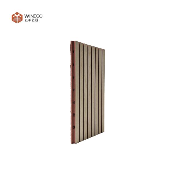 Stylish Acoustic Treatment With Grooved Wooden Panels For Modern Architecture