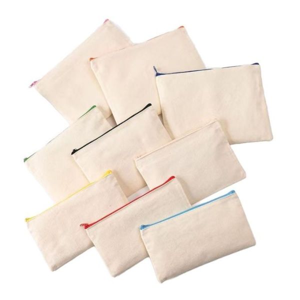 Sublimation Blank Linen Zipper Canvas Pencil Bag Makeup Bag Toiletry Bag Storage Bag Canvas Bag Portable Pencil Case