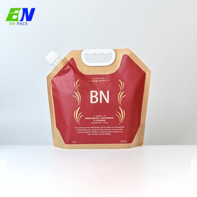 Recyclable Kraft Paper 2L Refill Shampoo Pakcing Spout Pouch With Handle