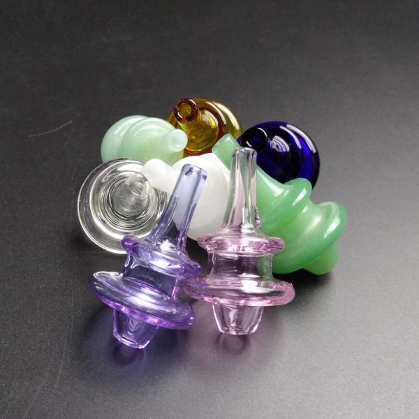 Small Bubble Carb Cap With Hole , Glass Carb Cap For Quartz Nail Dab Rigs