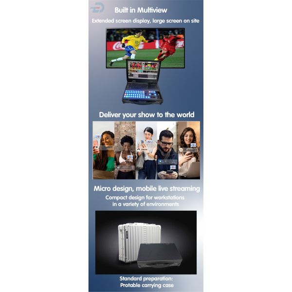 6600mAh Comutador de vídeo profissional Máquina de transmissão ao vivo Controle PTZ