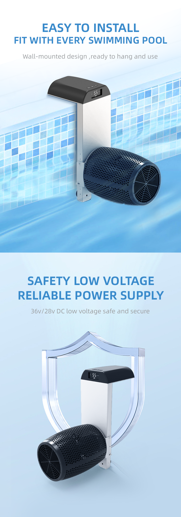 Противопоточный реактивный поток аксессуары Плавательный тренировочный аппарат 28 VDC Назначенное напряжение