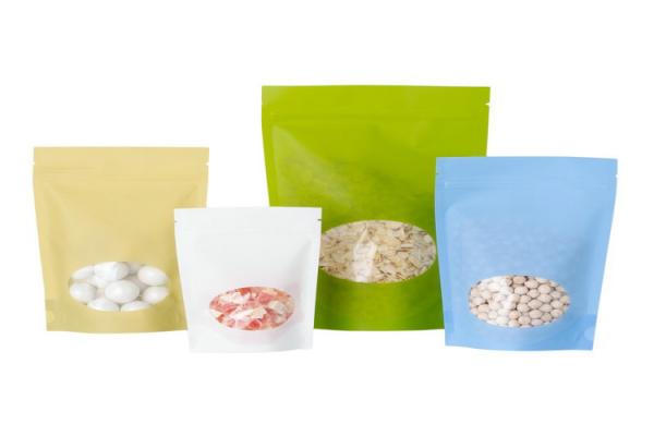 Kraft Paper Packaging Zipper Lock Bags Stand Up CMYK 4 Color Gravure Printing